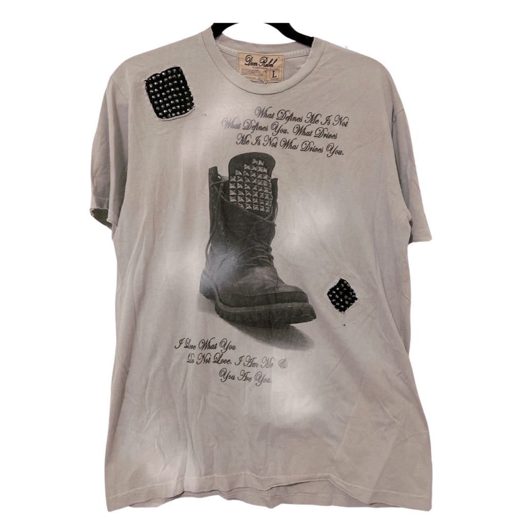 Vintage Dom Rebel Swarovski Crystals “Boot” T-Shirt NWT